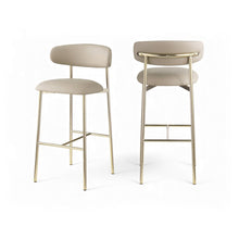 Lupita Taupe Vegan Leather Upholstered Bar Stool, Set of 2