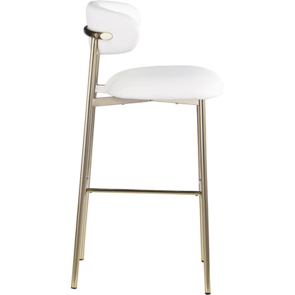 Lupita White Vegan Leather Upholstered Bar Stool, Set of 2