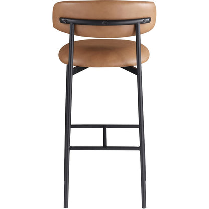 Lupita Cognac Vegan Leather Upholstered Bar Stool, Set of 2