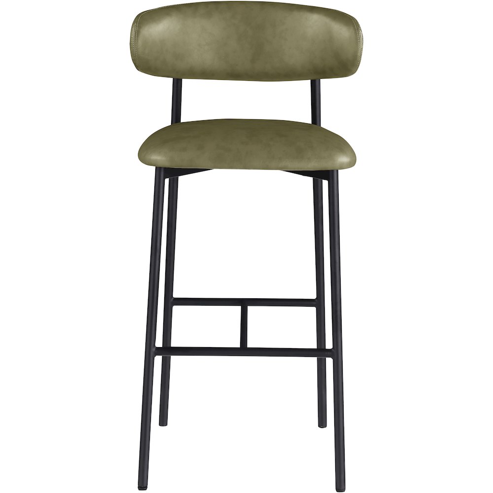 Lupita Olive Vegan Leather Upholstered Bar Stool, Set of 2