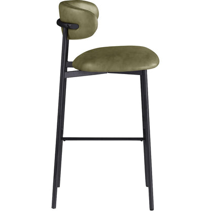 Lupita Olive Vegan Leather Upholstered Bar Stool, Set of 2