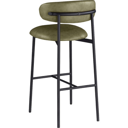 Lupita Olive Vegan Leather Upholstered Bar Stool, Set of 2