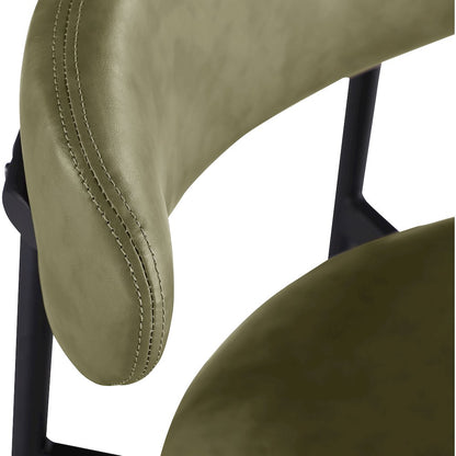 Lupita Olive Vegan Leather Upholstered Bar Stool, Set of 2