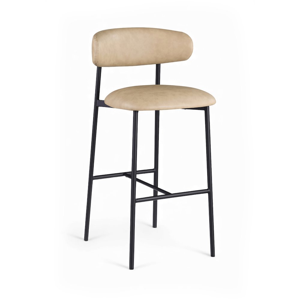 Lupita Tan Vegan Leather Upholstered Bar Stool, Set of 2