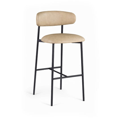 Lupita Tan Vegan Leather Upholstered Bar Stool, Set of 2