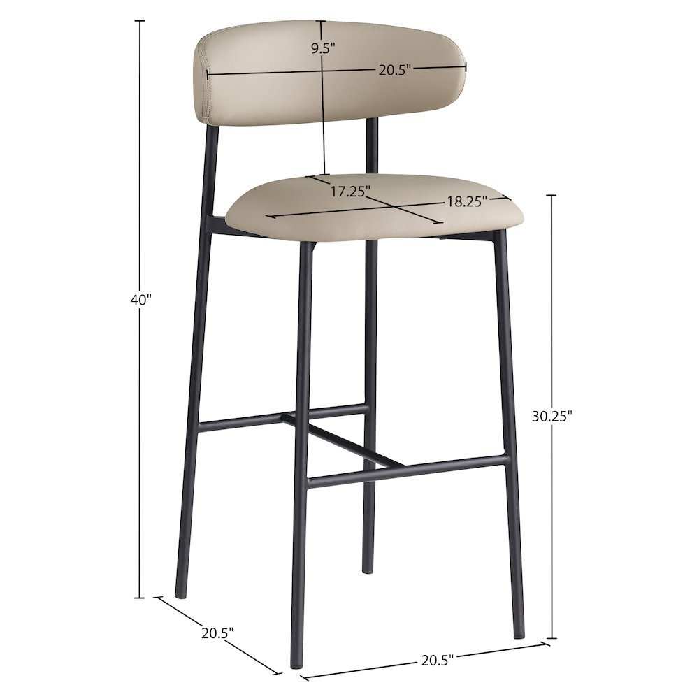 Lupita Taupe Vegan Leather Upholstered Bar Stool, Set of 2
