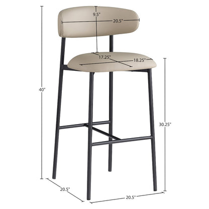 Lupita Taupe Vegan Leather Upholstered Bar Stool, Set of 2