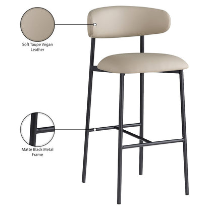 Lupita Taupe Vegan Leather Upholstered Bar Stool, Set of 2
