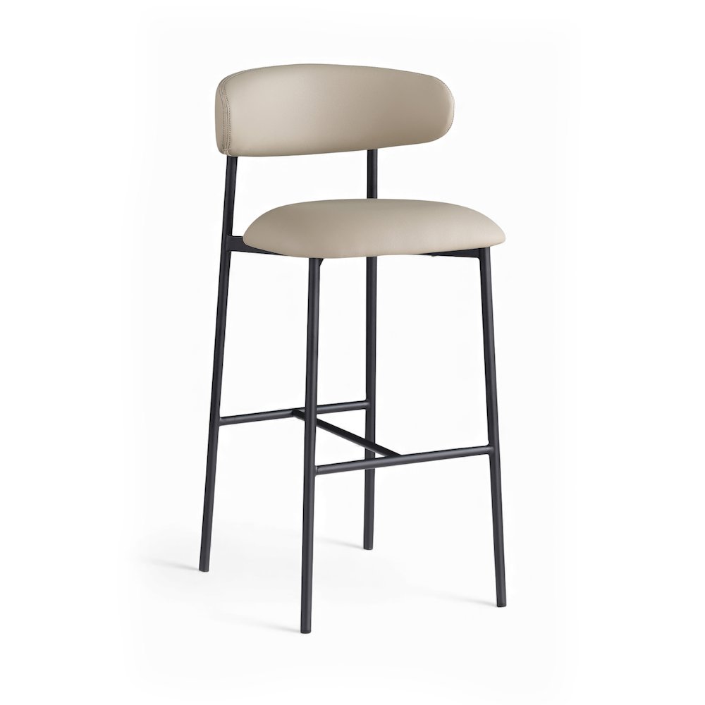 Lupita Taupe Vegan Leather Upholstered Bar Stool, Set of 2