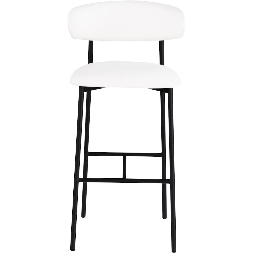 Lupita White Vegan Leather Upholstered Bar Stool, Set of 2