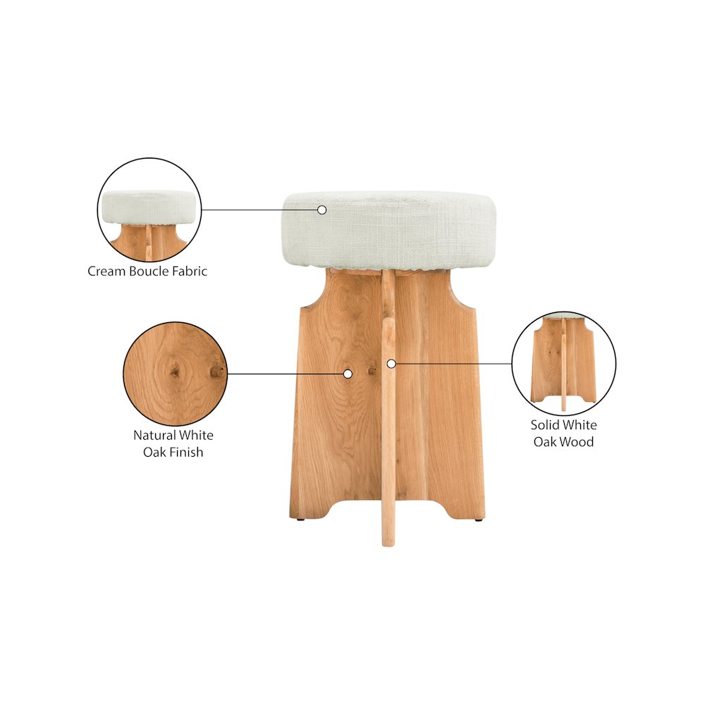 Jasper Cream Boucle Fabric Stool