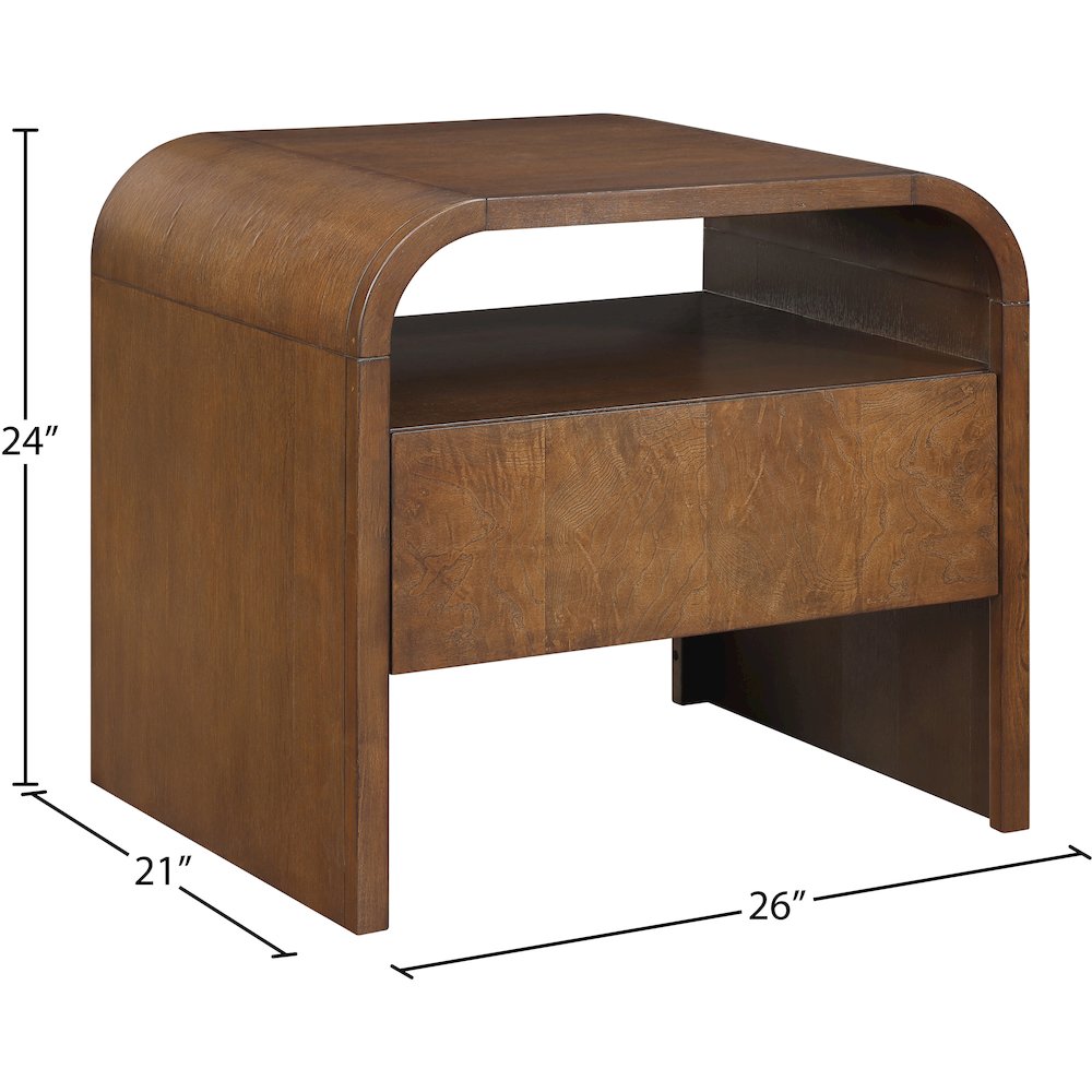 Giada Brown Solid Wood And Veneer Nightstand