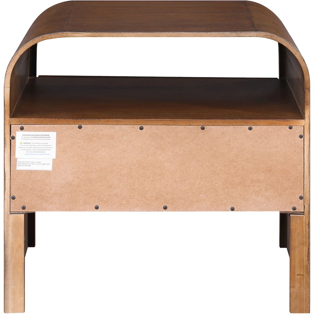 Giada Brown Solid Wood And Veneer Nightstand