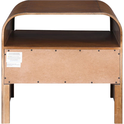 Giada Brown Solid Wood And Veneer Nightstand