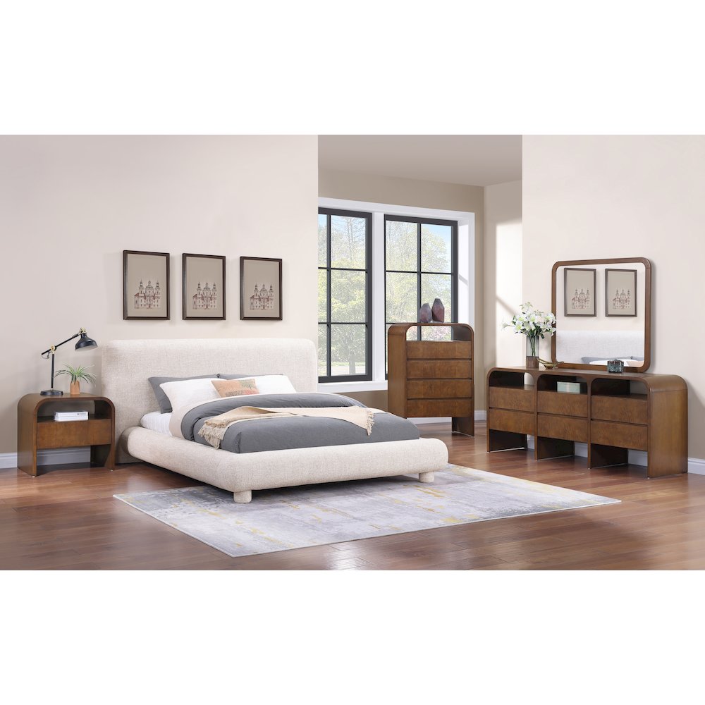 Giada Brown Solid Wood And Veneer Nightstand