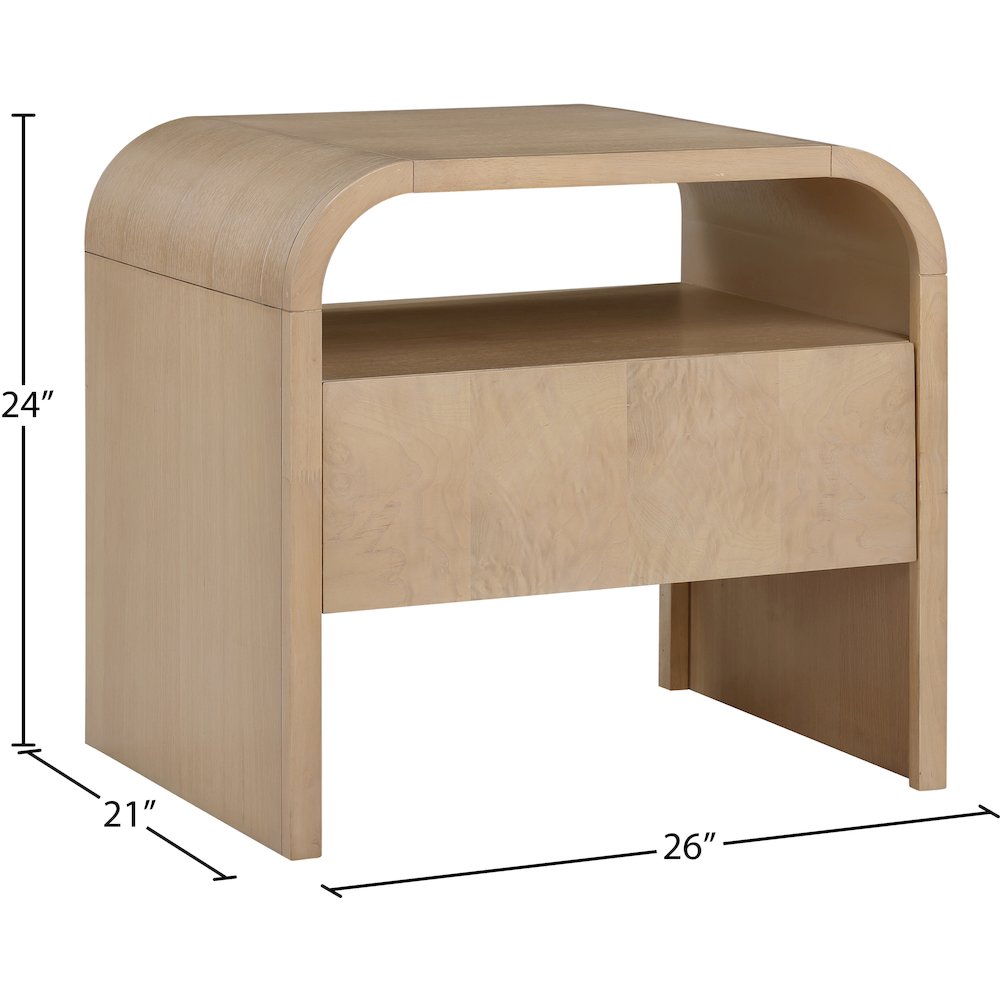 Giada Natural Solid Wood And Veneer Nightstand