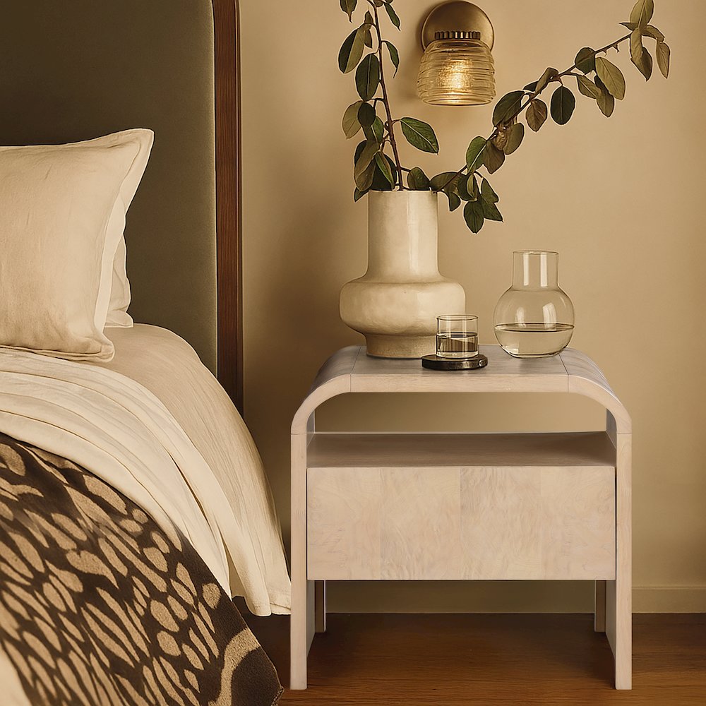 Giada Natural Solid Wood And Veneer Nightstand