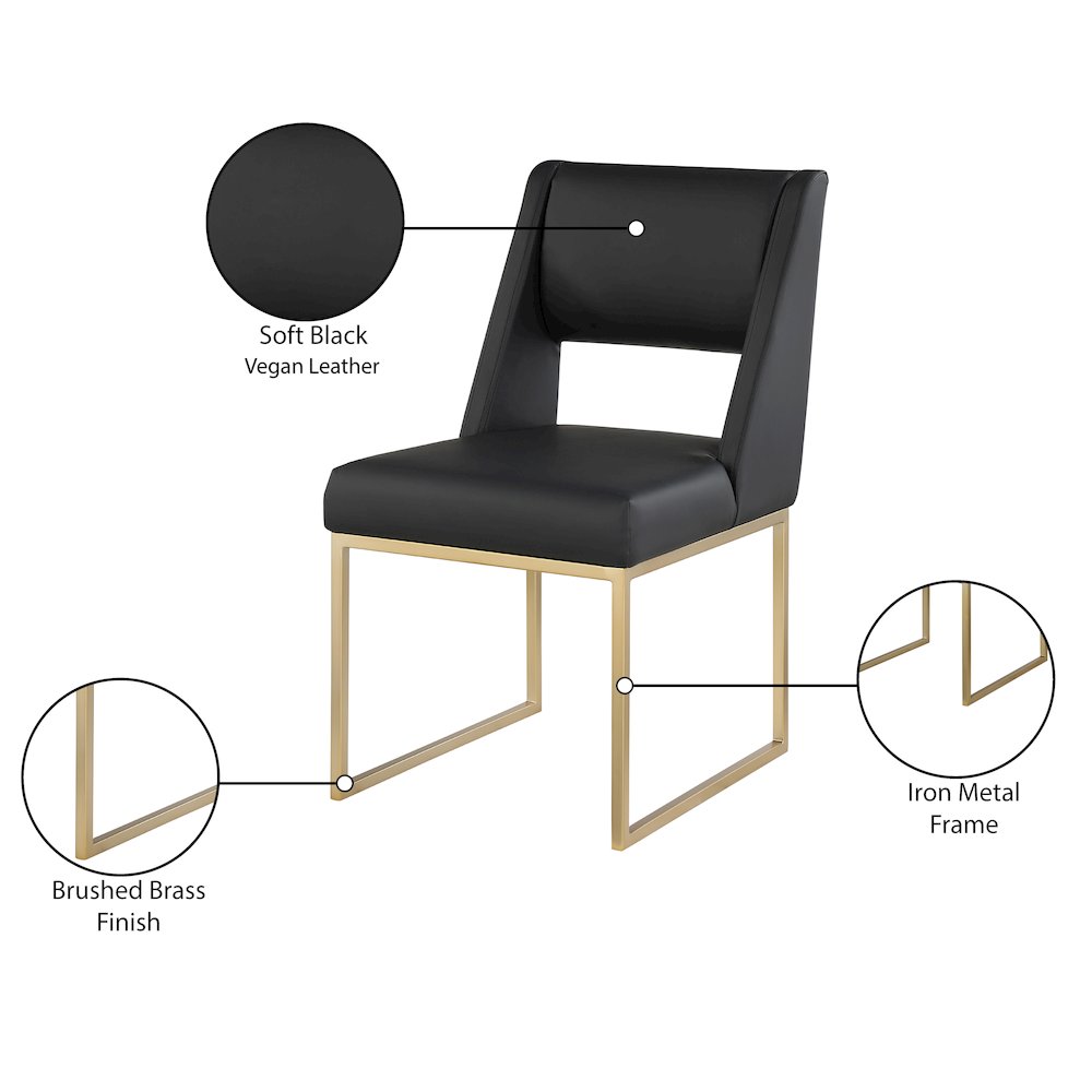 Jayce Black Vegan Leather Dining Chair, Set of 2