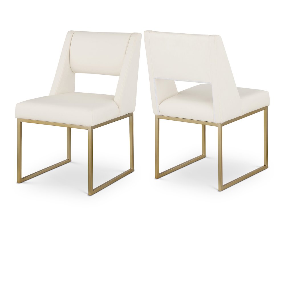 Jayce Cream Vegan Leather Dining Chair, Set of 2