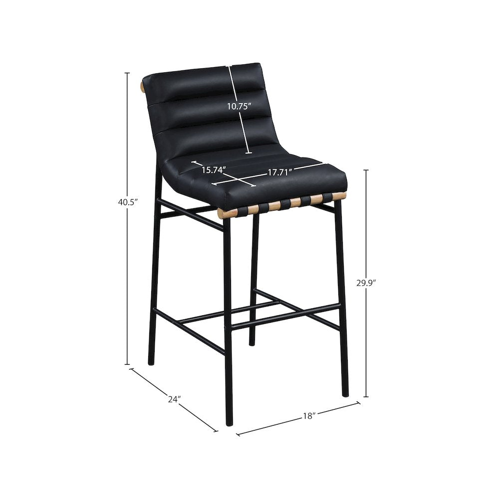 Burke Black Vegan Leather Bar Stool