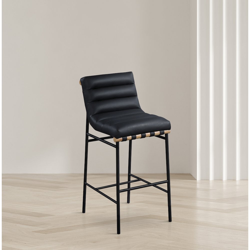 Burke Black Vegan Leather Bar Stool