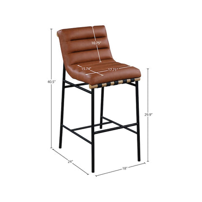 Burke Cognac Vegan Leather Bar Stool