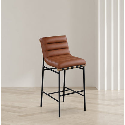 Burke Cognac Vegan Leather Bar Stool