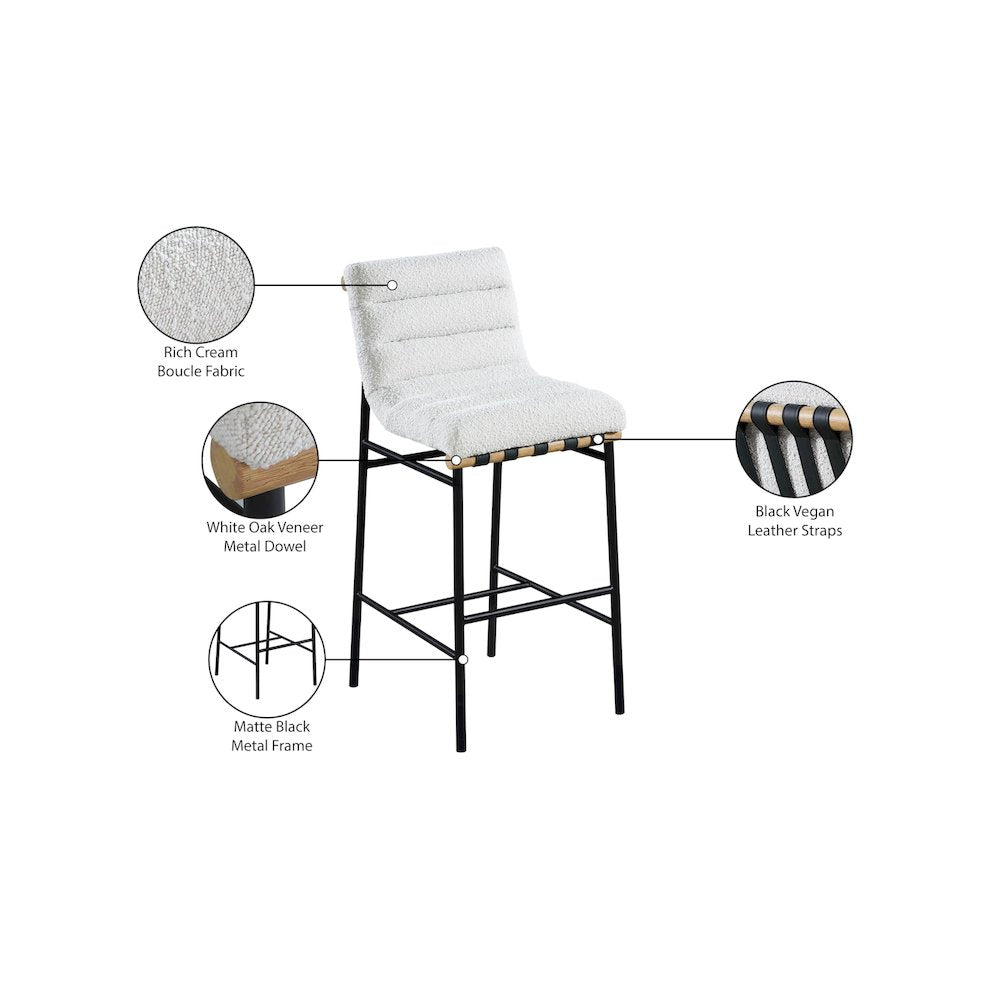 Burke Cream Boucle Fabric Bar Stool
