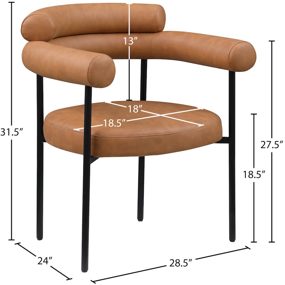Blake Cognac Vegan Leather Dining Chair, Set of 2