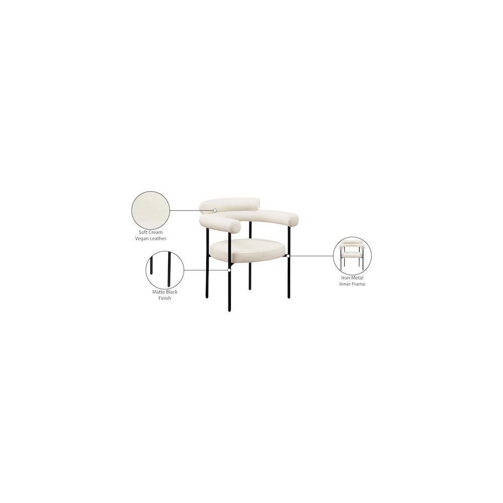 Blake Cream Vegan Leather Dining Chair, Set of 2