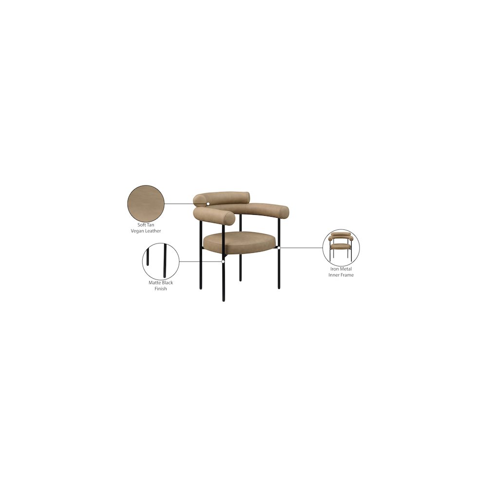 Blake Tan Vegan Leather Dining Chair, Set of 2
