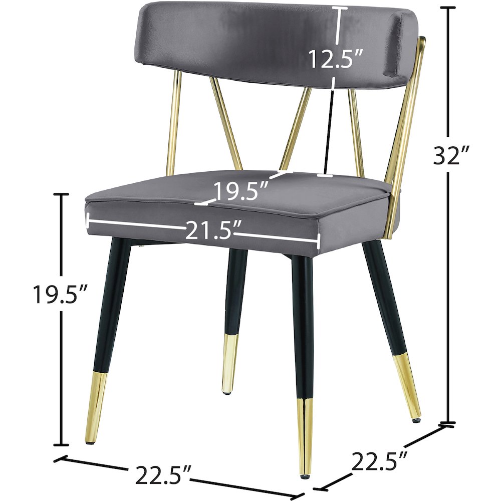 Rheingold Grey Velvet Dining Chair, Set of 2