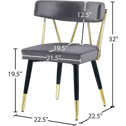 Rheingold Grey Velvet Dining Chair, Set of 2
