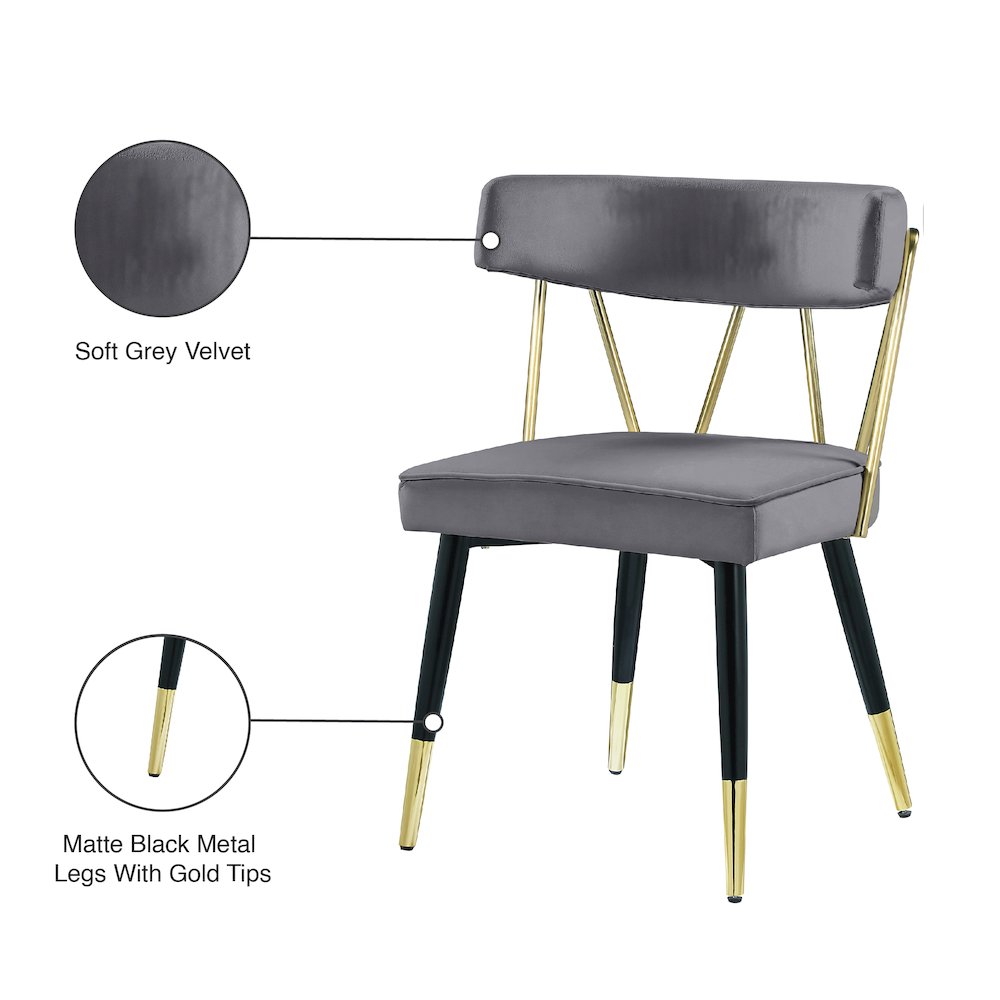 Rheingold Grey Velvet Dining Chair, Set of 2
