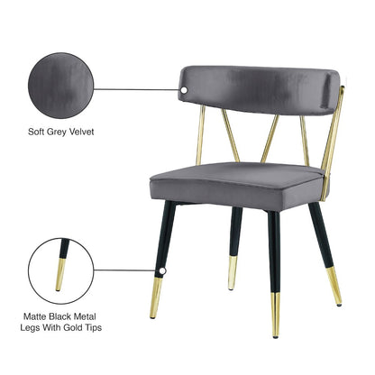 Rheingold Grey Velvet Dining Chair, Set of 2