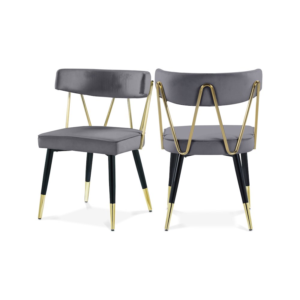 Rheingold Grey Velvet Dining Chair, Set of 2