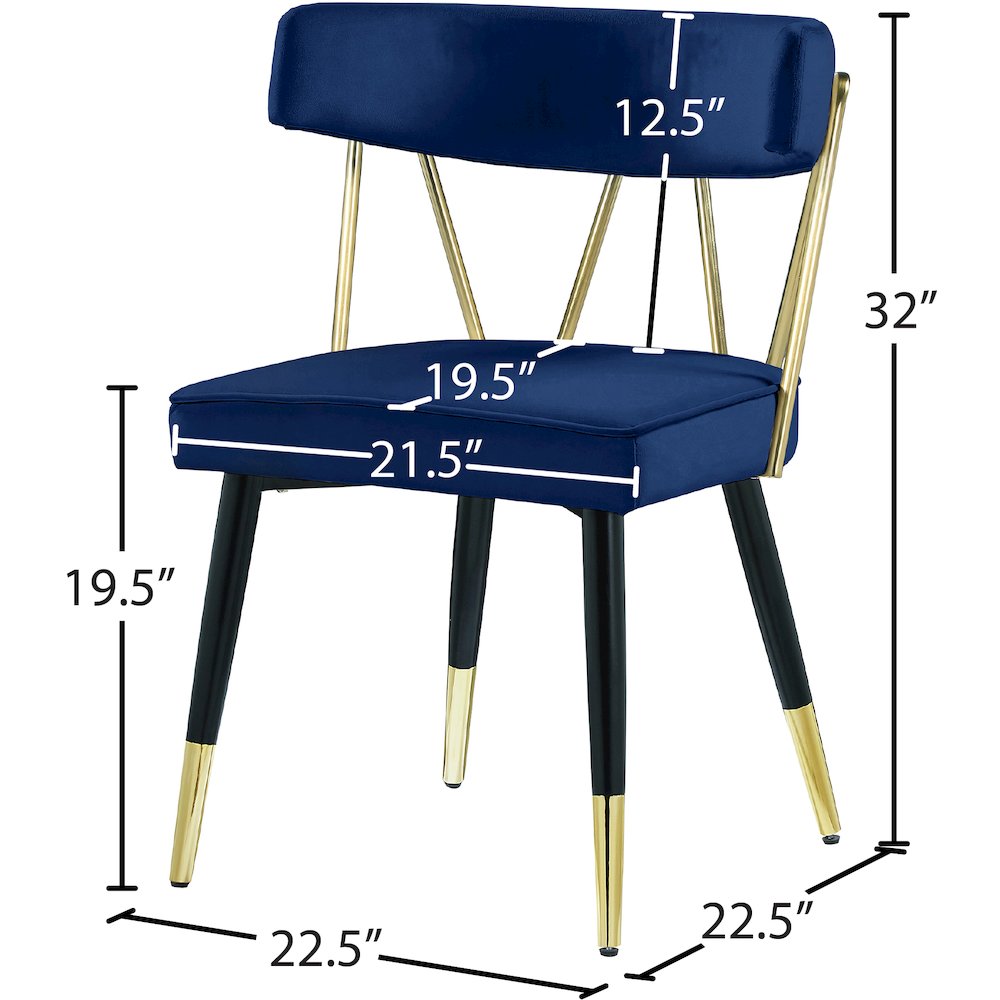 Rheingold Navy Velvet Dining Chair, Set of 2