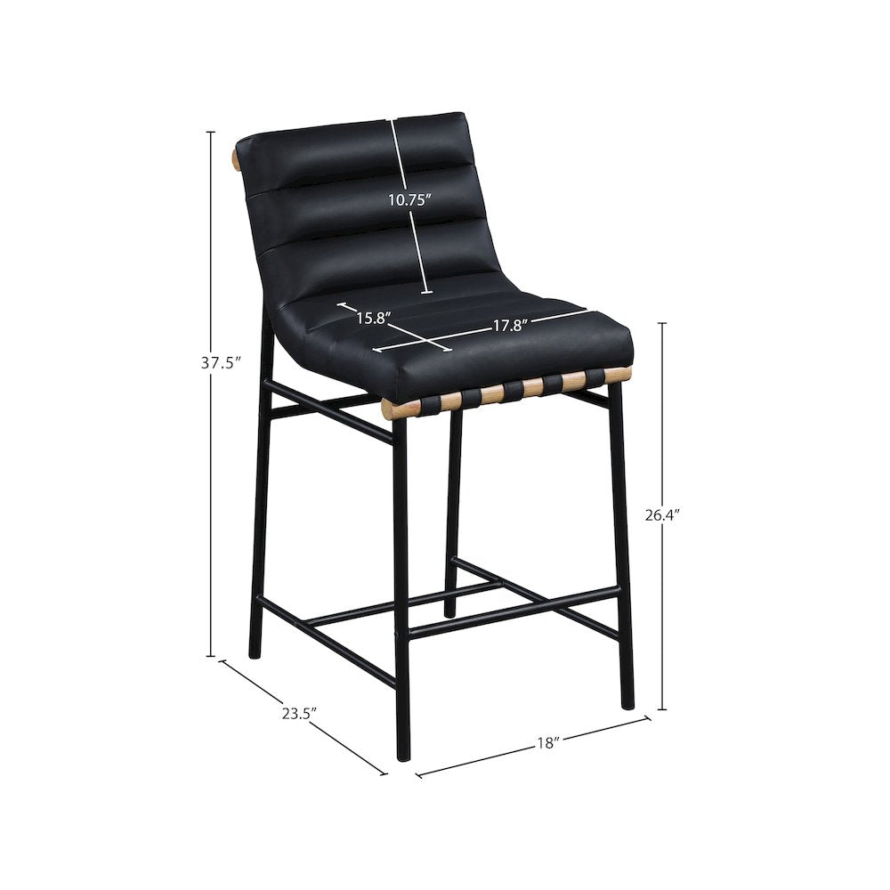 Burke Black Vegan Leather Counter Stool