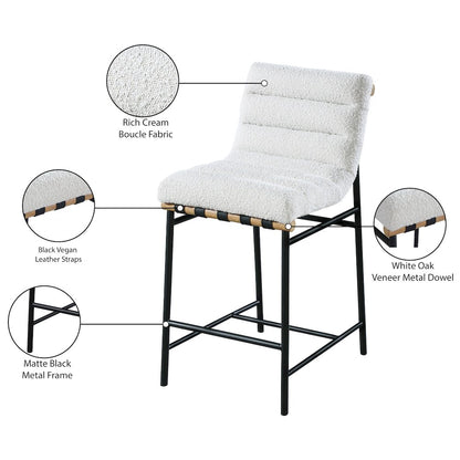 Burke Cream Boucle Fabric Counter Stool