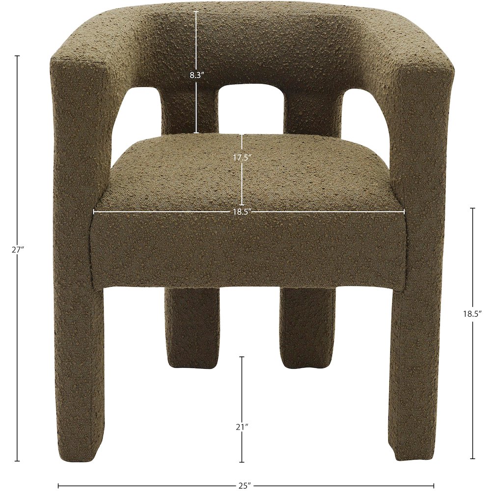 Athena Olive Green Boucle Fabric Accent/Dining Chair