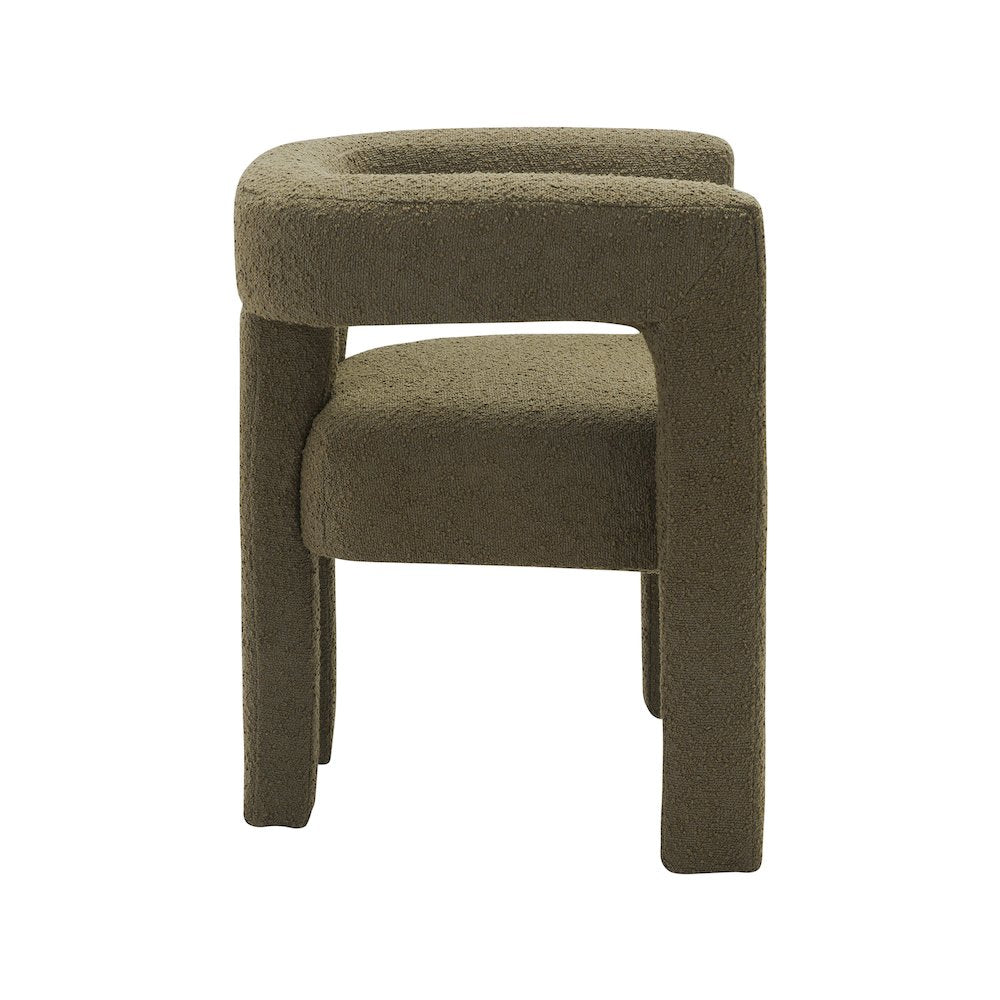Athena Olive Green Boucle Fabric Accent/Dining Chair