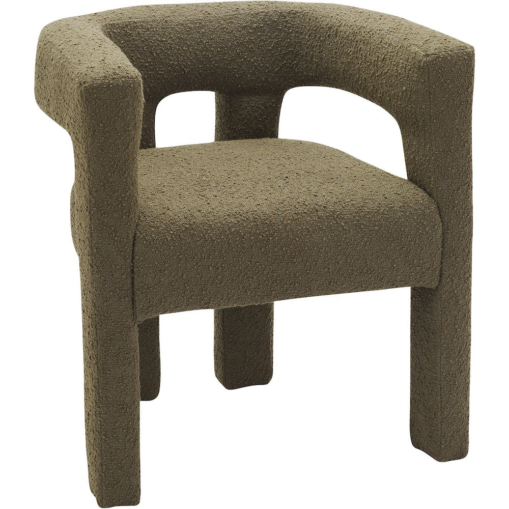 Athena Olive Green Boucle Fabric Accent/Dining Chair