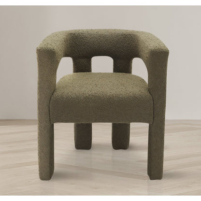 Athena Olive Green Boucle Fabric Accent/Dining Chair