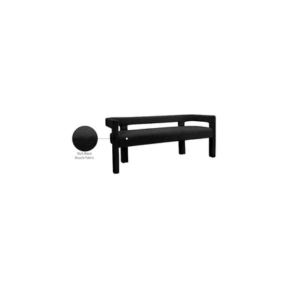 Athena Black Boucle Fabric Bench