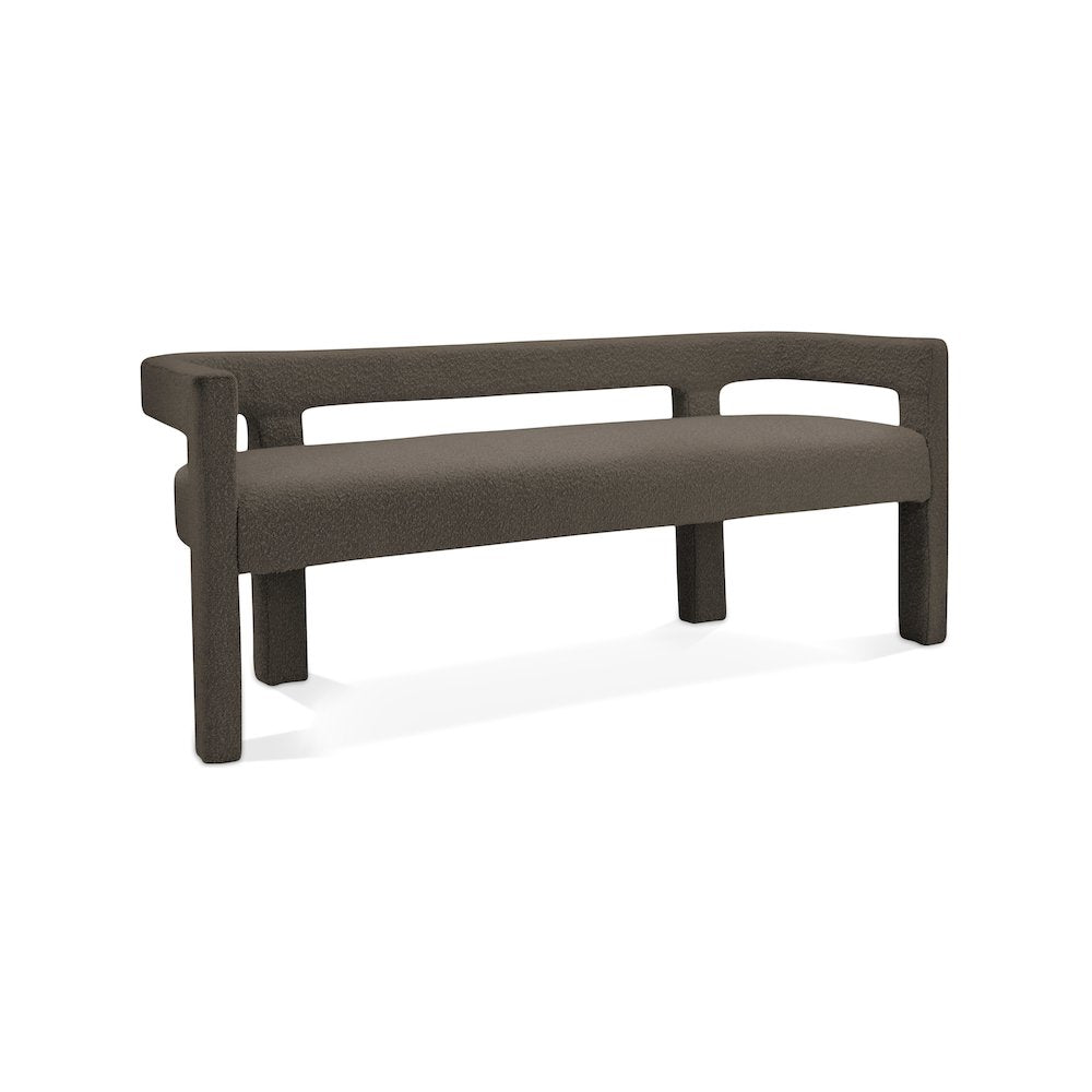 Athena Brown Boucle Fabric Bench