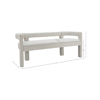 Athena Cream Boucle Fabric Bench