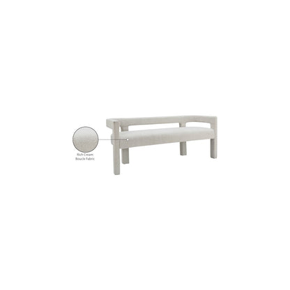 Athena Cream Boucle Fabric Bench