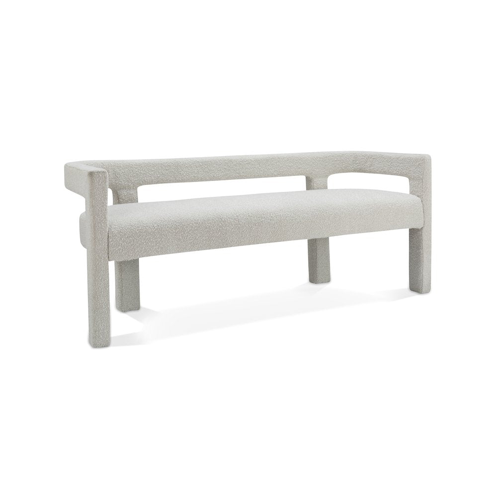 Athena Cream Boucle Fabric Bench