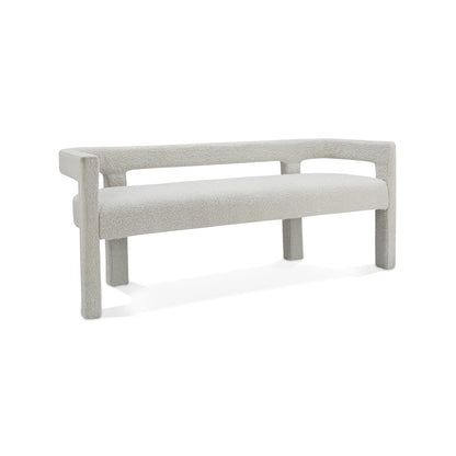 Athena Cream Boucle Fabric Bench