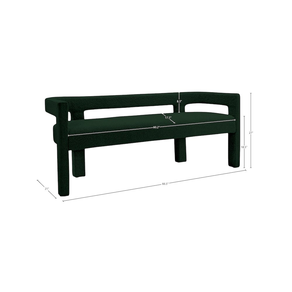 Athena Green Boucle Fabric Bench